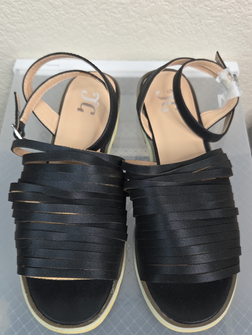 Black Sandals With Strappy Upper